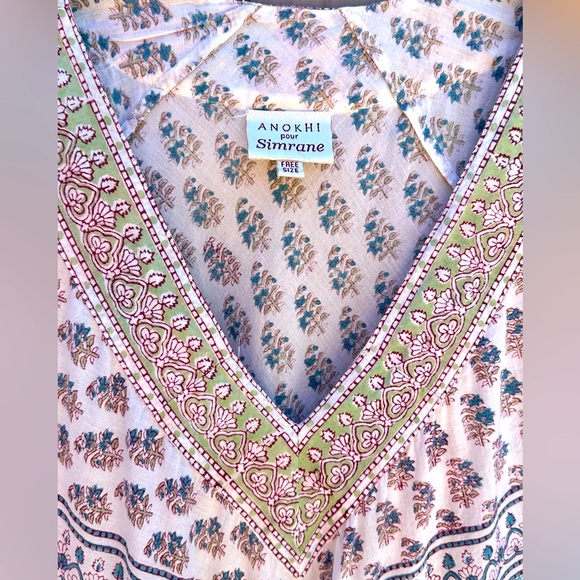 𝗦𝗢𝗟𝗗 SIMRANE Paris ‘Kate Dress’ Elegant Blockprint 100% Cotton Maxi Dress - Picture 4 of 15